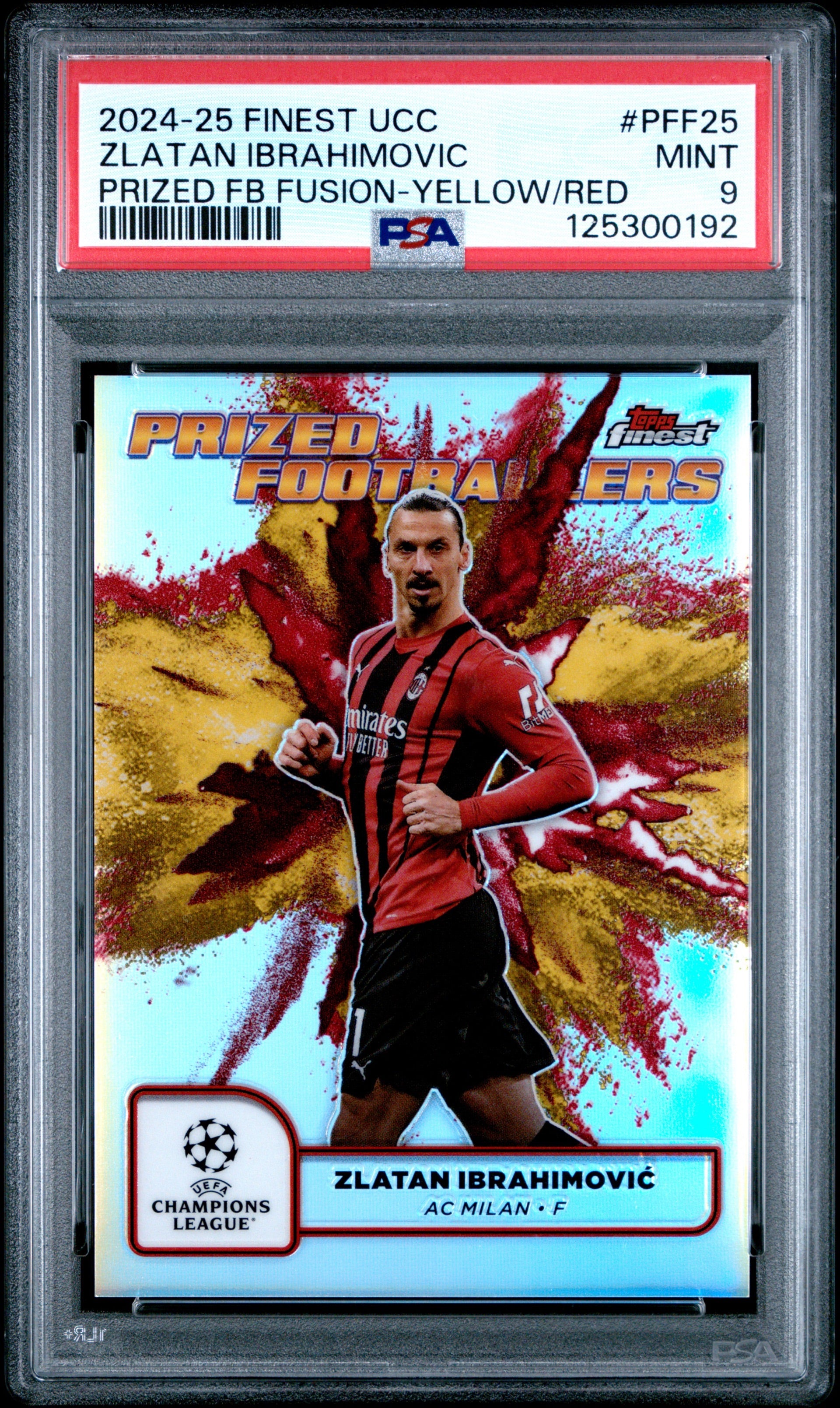 2024-25 TOPPS FINEST UEFA CLUB COMPETITIONS PRIZED FOOTBALLERS FUSION #PFF25 ZLATAN IBRAHIMOVIC PRIZED FB FUSION-YELLOW/RED