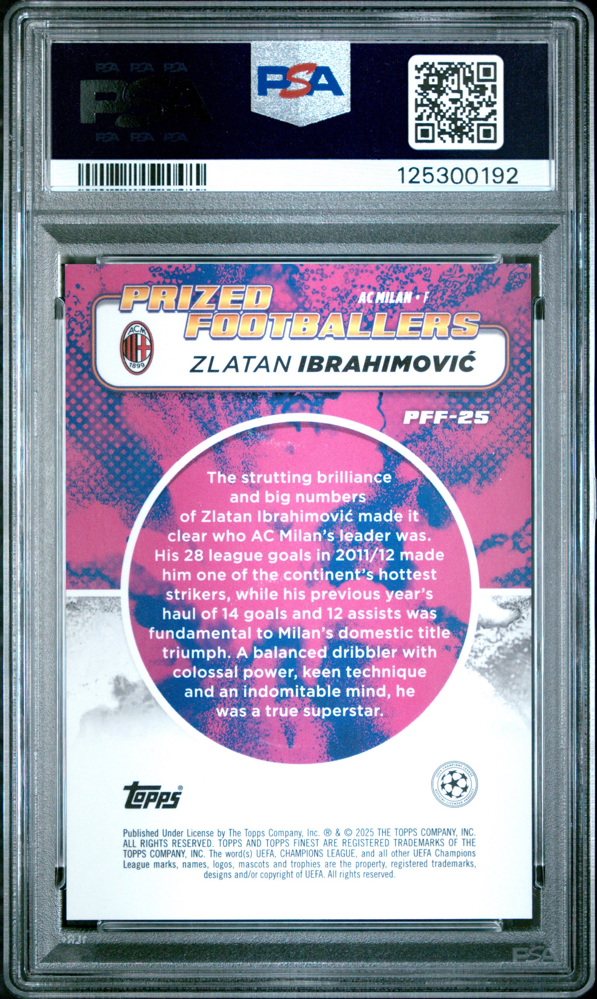 2024-25 TOPPS FINEST UEFA CLUB COMPETITIONS PRIZED FOOTBALLERS FUSION #PFF25 ZLATAN IBRAHIMOVIC PRIZED FB FUSION-YELLOW/RED