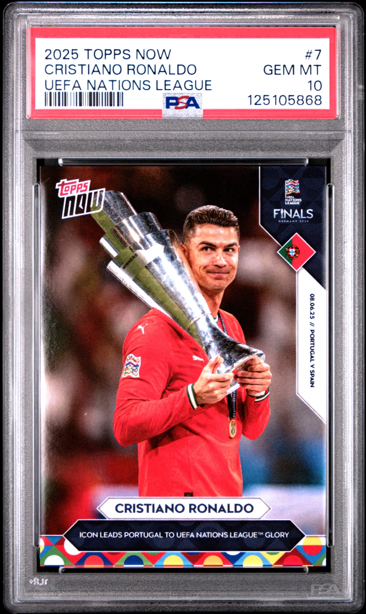 2025 Topps Now Cristiano Ronaldo Uefa Nations League Psa10