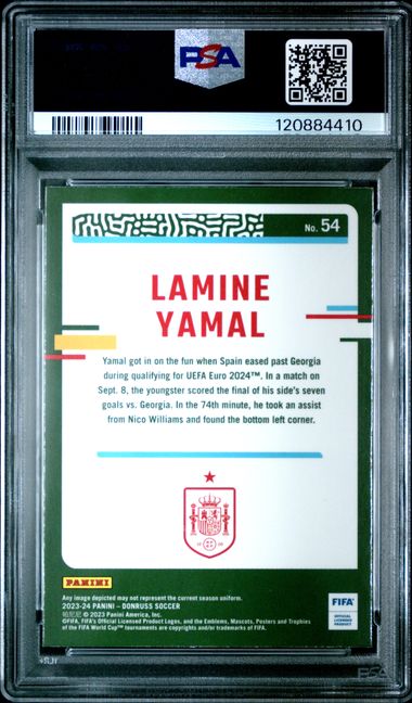2023-24 PANINI DONRUSS FIFA #54 LAMINE YAMAL OPTIC Psa10